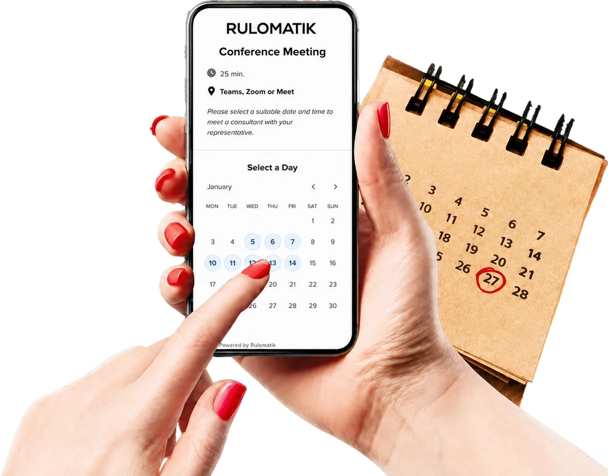 Distributor scheduling an online meeting with the Rulomatik team